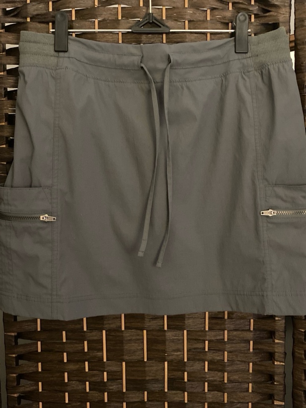 Te Verde Charcoal Drawstring Skort with Zip Pockets